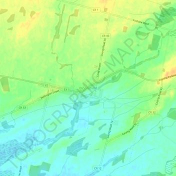 Mapa topográfico Bloomfield, altitud, relieve