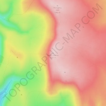 Mapa topográfico High Stones, altitud, relieve