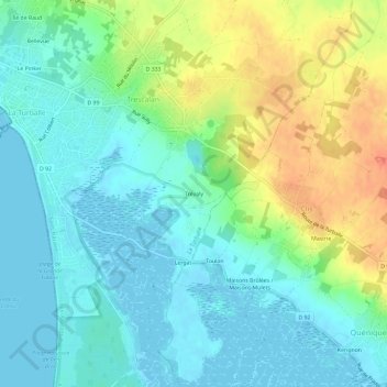 Mapa topográfico Trévaly, altitud, relieve