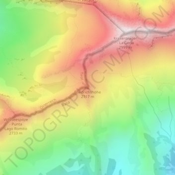 Mapa topográfico Friedrichshöhe, altitud, relieve