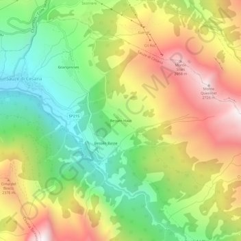 Mapa topográfico Bessén Haut, altitud, relieve