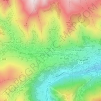 Mapa topográfico Séguillous, altitud, relieve