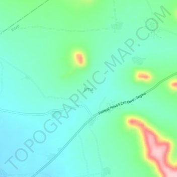 Mapa topográfico Jima, altitud, relieve