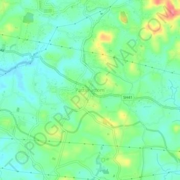 Mapa topográfico Pattimattom, altitud, relieve