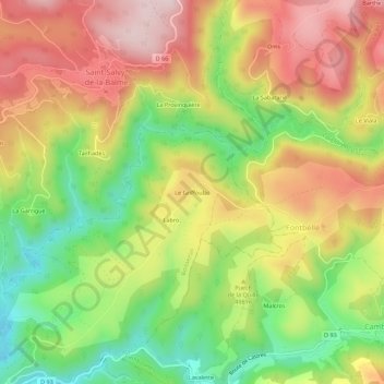 Mapa topográfico Le Griffoulas, altitud, relieve