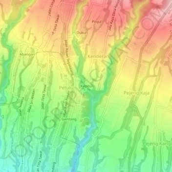 Mapa topográfico Kepitu, altitud, relieve