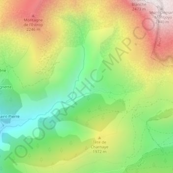 Mapa topográfico Le Cougné, altitud, relieve