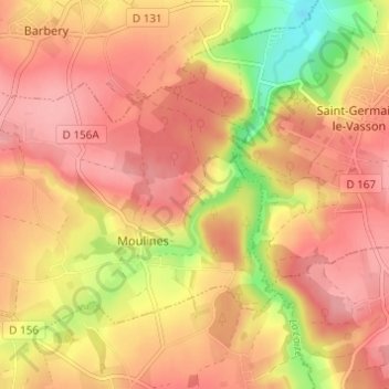 Mapa topográfico La Folie, altitud, relieve