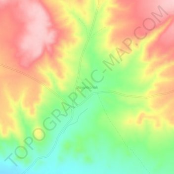 Mapa topográfico Büyükkonak, altitud, relieve