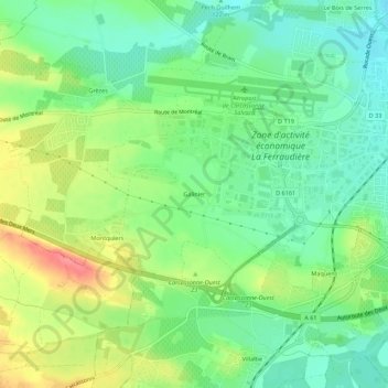Mapa topográfico Galinier, altitud, relieve