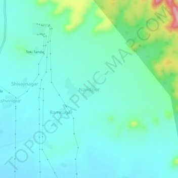 Mapa topográfico Nandipur, altitud, relieve