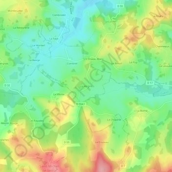 Mapa topográfico La Vergne, altitud, relieve
