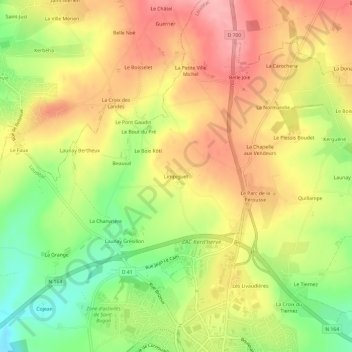 Mapa topográfico Limpiguet, altitud, relieve