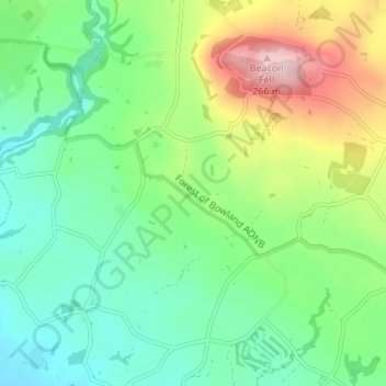 Mapa topográfico Whitechapel, altitud, relieve