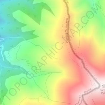 Mapa topográfico Osogovo, altitud, relieve