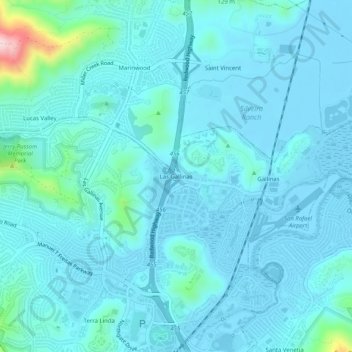 Mapa topográfico Las Gallinas, altitud, relieve