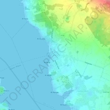 Mapa topográfico Fažana, altitud, relieve