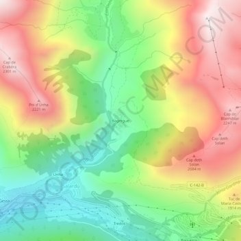 Mapa topográfico Bagerque, altitud, relieve