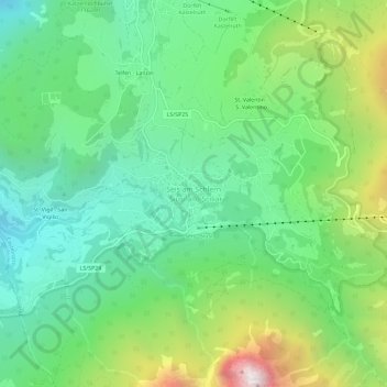 Mapa topográfico Seis am Schlern, altitud, relieve