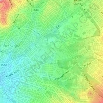 Mapa topográfico Badminton, altitud, relieve