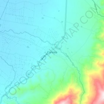 Mapa topográfico Corinto, altitud, relieve