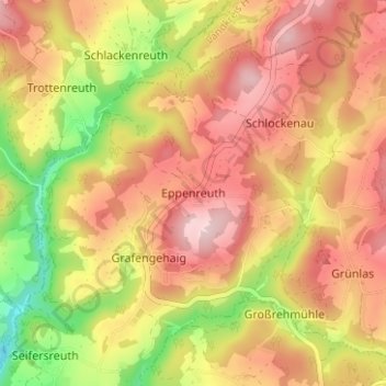 Mapa topográfico Eppenreuth, altitud, relieve