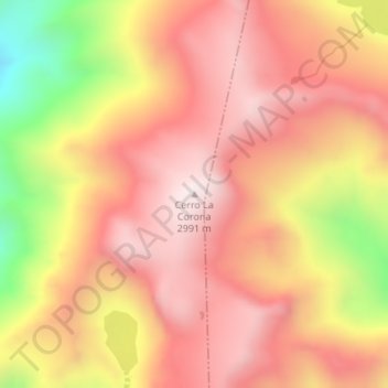 Mapa topográfico Cerro La Corona, altitud, relieve