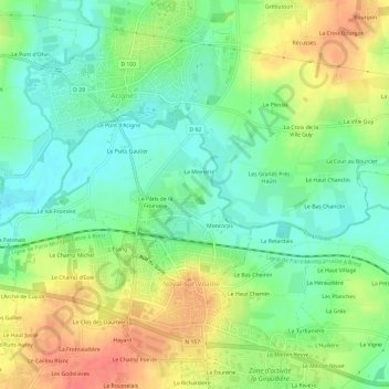 Mapa topográfico La Haute Roche, altitud, relieve