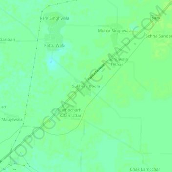 Mapa topográfico Sukhera Bodla, altitud, relieve