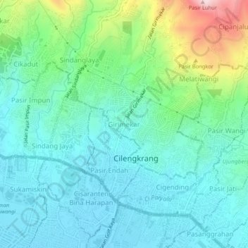 Mapa topográfico Girimekar, altitud, relieve