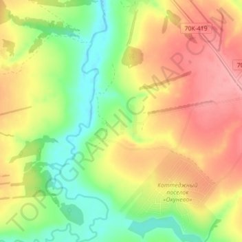 Mapa topográfico Кунеево, altitud, relieve