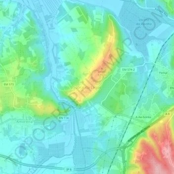 Mapa topográfico Sobral da Lagoa, altitud, relieve