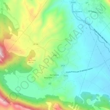 Mapa topográfico Colli, altitud, relieve