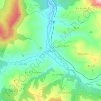 Mapa topográfico Zeboudja, altitud, relieve