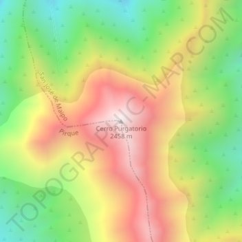 Mapa topográfico Cerro Purgatorio, altitud, relieve