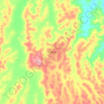 Mapa topográfico Sigmo, altitud, relieve