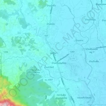 Mapa topográfico Mae Rim, altitud, relieve
