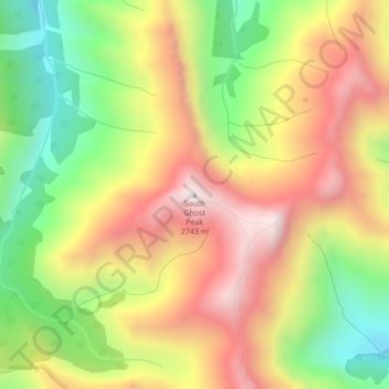 Mapa topográfico South Ghost Peak, altitud, relieve