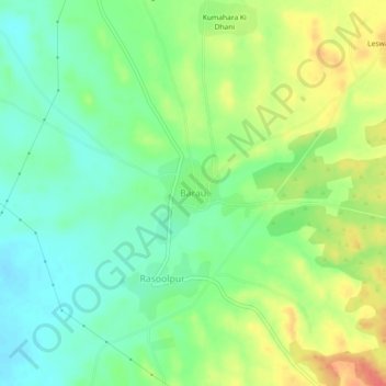 Mapa topográfico Barau, altitud, relieve