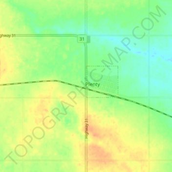 Mapa topográfico Plenty, altitud, relieve