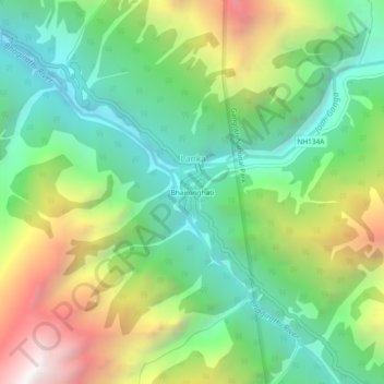 Mapa topográfico Bhaironghati, altitud, relieve