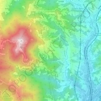 Mapa topográfico Livellato, altitud, relieve