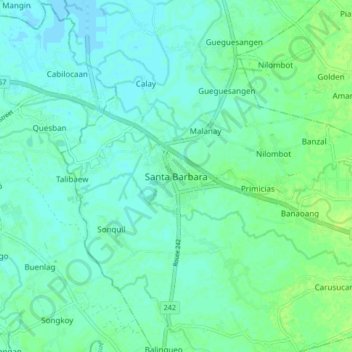 Mapa topográfico Santa Barbara, altitud, relieve