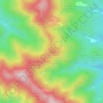 Mapa topográfico Cerro de la Silla (Cima oeste), altitud, relieve