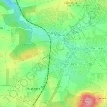 Mapa topográfico Gehräcker, altitud, relieve