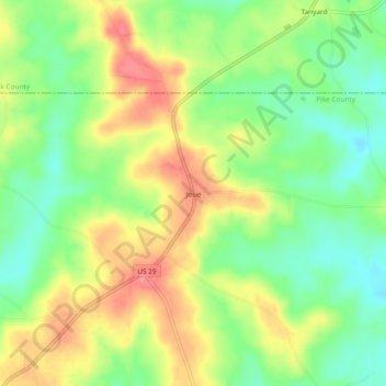 Mapa topográfico Josie, altitud, relieve
