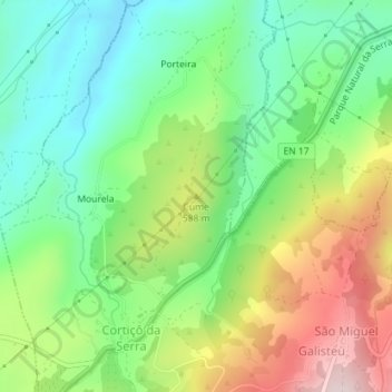 Mapa topográfico Cume, altitud, relieve