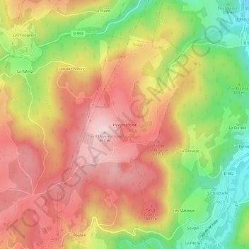 Mapa topográfico Hyverneresse, altitud, relieve