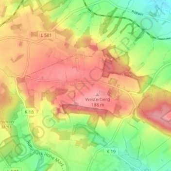 Mapa topográfico Baumberg, altitud, relieve