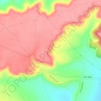 Mapa topográfico Cornalvo, altitud, relieve